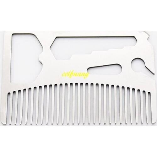 50pcs/lot Multifunction credit card opener Stainless Steel Credit card Bottle Opener Beard Comb beer openers