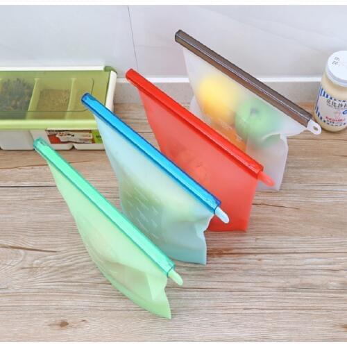 Reusable Vacuum Silicone Food Bag sealing Storage Bag Home Food Grade Silicone Fruit Meat Ziplock Kitchen Storage bag