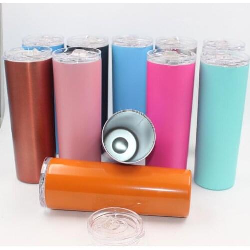 20pcs fashion 20oz Vacuum Tumbler Stainless Steel Skinny Tumbler Vacuum Insulated Straight Cup Beer Coffee mugs with straws