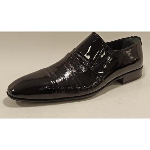 Luxury Men Black Loafers Classic Style Genuine Patent Leather Italian Mold Pointed Toe Slip On Formal Bussiness Office Shoes