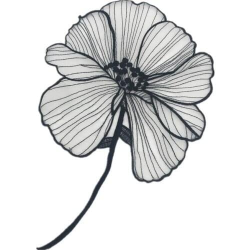 New Arrval White Large Flowers Embroidery Lotus Decorative Cloth Patches Sew on Clothes DIY Apparel Accessories Fabric Parches