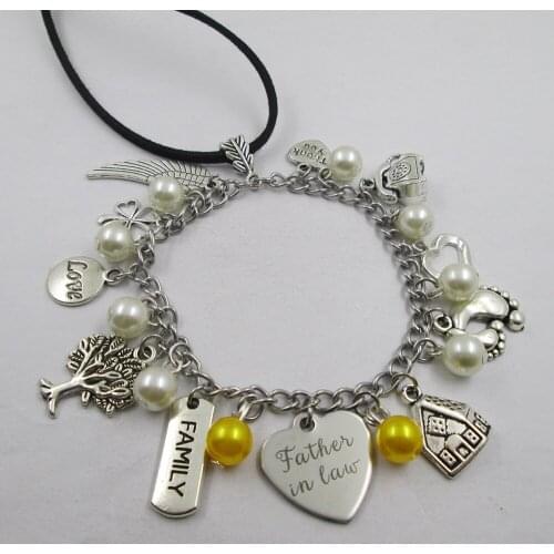 Father in law family theme home love leather stainless steel chain rearview mirror christmas tree decoration Bag ornaments