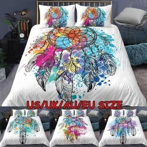 3D Dreamcatcher Bedding Duvet Cover Feather Set Bohemia Dream Catcher (Twin Full Queen King Size)