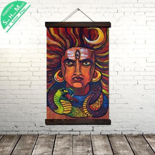 Lord Shiva Trippy Modern Canvas Art Print Poster Wall Painting Scroll Painting Artwork Wall Poster Pictures Home Decoration