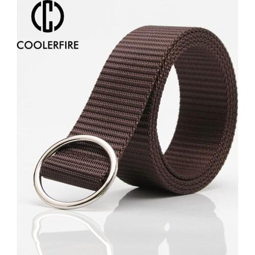 Men Belts Round Metal Buckle High Quality Webbing Belts Nylon Canvas Knitted Belts for Men Casual Sports Student Strap HB007