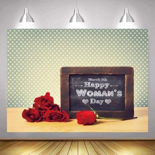 Dots Pattern Wall Rose Mathers Birthday Photo Backgrounds Happy Womens Day Dinner Table Decor Backdrops For Family Party