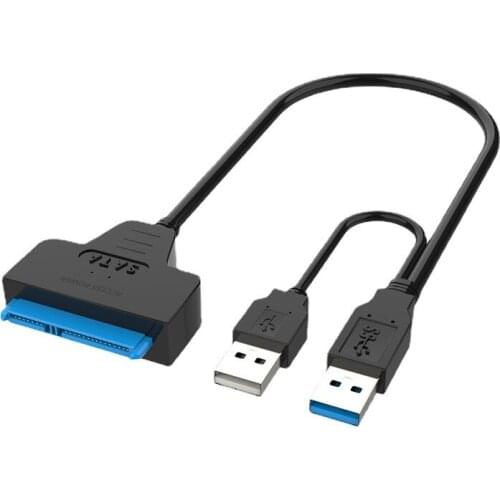 SATA To Dual USB3.0 2.0 Powered SATA 22 Pin Hard Drive USB 3.0 Cable High Speed Adapter Cable for External 2.5 Inch SATA HDD SSD