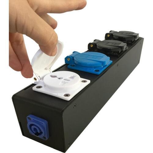 Stage Light 4in1 High Quality Waterproof Power Box With Powercon Powerin DMX Cable Power Cable Socket Universal Plug