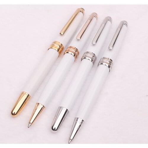Best MB Metal Ceramics Roller Ball Pen Luxury White Ballpoint Pens Boligrafos Stationery Without Box
