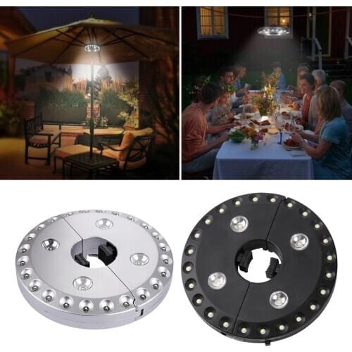 Patio LED Umbrella Pole Light White AA Batteries Operated for Yard Garden