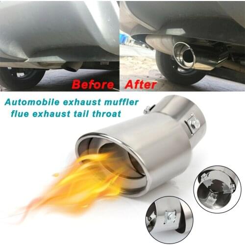 Universal Car Tail Throat Muffler OD 1.5 to 2.1 Inch Stainless Steel Straight Exhaust Pipe Muffler Tail Pipe Car Modification