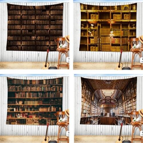 Old Book Magic Bookcase Wall Cloth Tapestries Modern Home Decor Library Brick Wooden Background Wall Hanging Art Throw Blanket