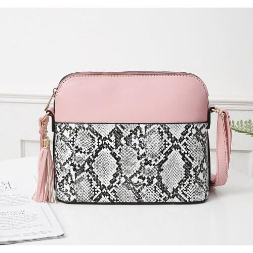 New Fashion PU Leather Women Snakeskin Messenger Purse Cheetah Leopard Crossbody Shoulder Bag Shell Shape Handbag