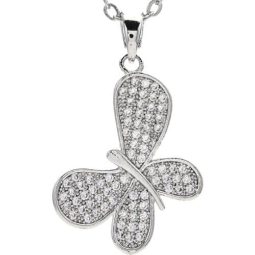 1PC Romantic Butterfly Zircon Stone Necklace Pendant for female Silver Color necklace jewelry for women Charm For Necklace 2018