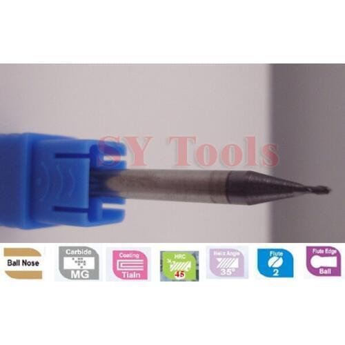 10pcs 4mm Two Flute Ballnose EndMills hrc45 CNC Solid carbide Ball nose Endmills R1*4*D4*50