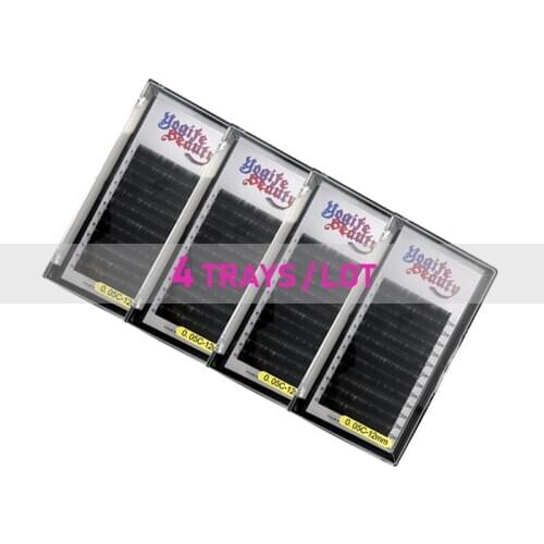 4Trays Silk Eyelash Extensions Silk Soft 8-15mm Lashes Individual C/D from Yogife Beauty