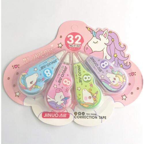 4pcs/Pack Cute Cartoon Unicorn Correction Tape For Student Writing School Office Supply Stationery Gift Random Style