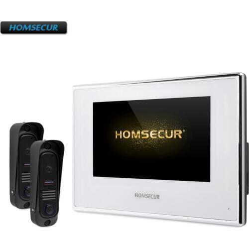 HOMSECUR 4 Wire AHD Video Door Phone Intercom System with Outdoor Monitoring BC041HD-B+BM718HD-W