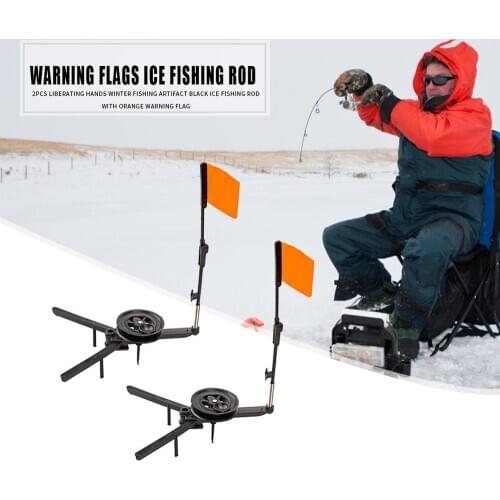 Automaticly Winter Ice Fishing Rod Tip-up with Spool Foldable Marker Flag for Winter Fishing Accessories Outdoor Fishing Pole