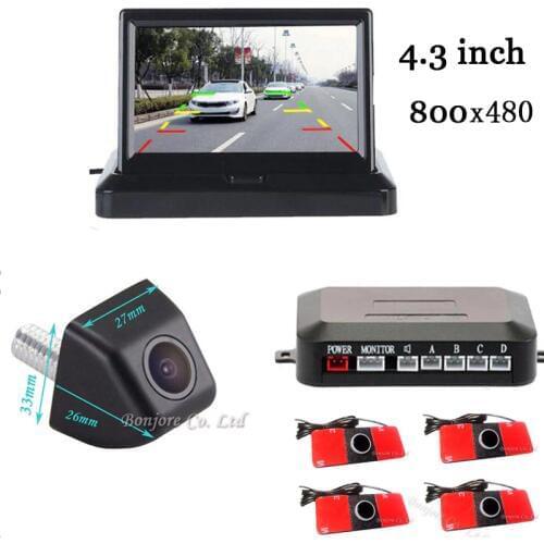 3in1 4.3" Car Rearview Mirror Monitor + Rear View Camera with Radar Parking Sensor Parking Assistance parktronic Buzzer System