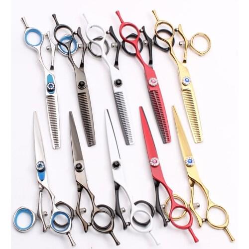 C9019 6.0" 440C Customized Logo Swivel Handle Cutting Scissors Thinning Shears Hairdressers Scissors Professional Hair Scissors