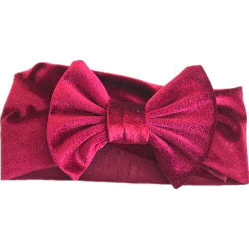 Girls Solid Turban Bowknot 5inch Big Floppy Velvet Bow Pleuche Baby Headband Cross Velvet Turban Hair Accessories Coral Fleece