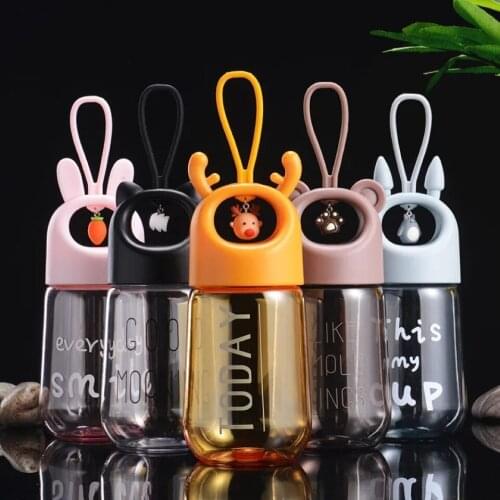 Kids Portable Water Bottle Plastic Drinking My Bottles Cute Cartoon Animal Pendant This My Cup 480ml