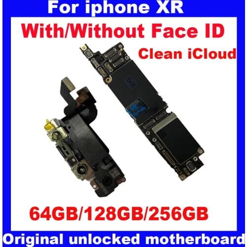For Iphone XR 100% Original unlocked motherboard with /NO Face ID 64GB 128GB 256GB IOS system logic board Clean iCloud Mainboard