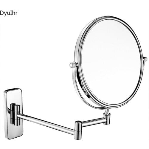 DyuIhr 6inch Double Side Bathroom Folding Brass Shave Makeup Mirror Gold Plated Wall Mounted Adjustable Bath Cosmetic Mirror