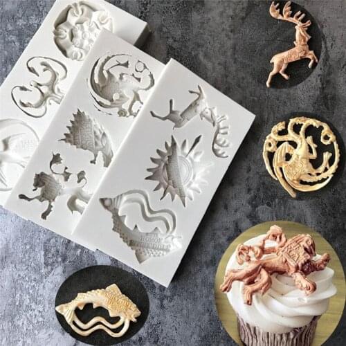 Unicorn Silicone Mold Lion Dragon Wolf Fish Sun Bird Fondant Mold Mould Cake Decorating Tools Chocolate Gumpaste Mold