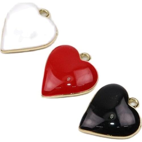 Eruifa 6pcs 15mm Pretty Lovely Heart With Shiny Epoxy Coin Zinc Alloy Necklace,Earring Bracelet Jewelry DIY Handmade 3 Colors