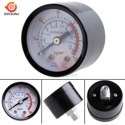 Air Compressor Pneumatic Hydraulic Fluid Pressure Gauge Meter 0-12Bar / 0-180PSI Thread diameter 1/8 BSP