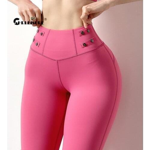 CHRLEISURE Slim Sport Leggings High Wasit Hip Lift Seamless Yoga Womens Pants Running Breathable Elasticity Gym Sportwear