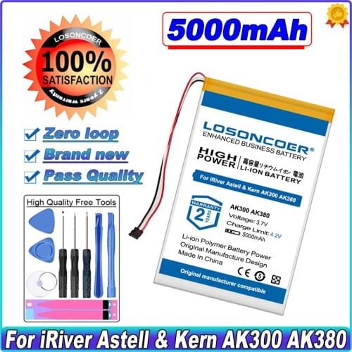 LOSONCOER PR-754680N 5000mAh Battery For IRIVER Astell & Kern AK300 AK320 AK380 Player Batteries
