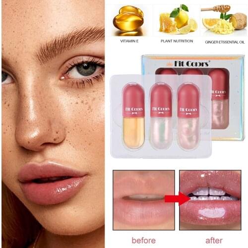 3 Colors Mini Capsule Lip Gloss Portable Capsule Lip Enhancer Long-lasting Moisturizing Moisturizing Hydrating Sexy Lips Makeup
