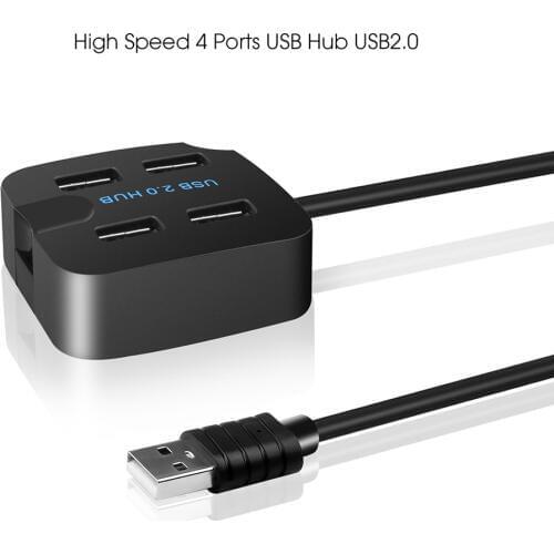 KEBIDU Mini 4 ports USB3.0 HUB Splitter High Speed HUB USB2.0 for Desktop Laptop with Stand Holder for Phone Tablet PC Black
