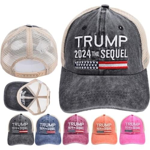Trump Mens Baseball Cap Presidential Election Embroidery Trump Womens Cap For Men Mesh Trucker Hat Snapback Breathable BQM120