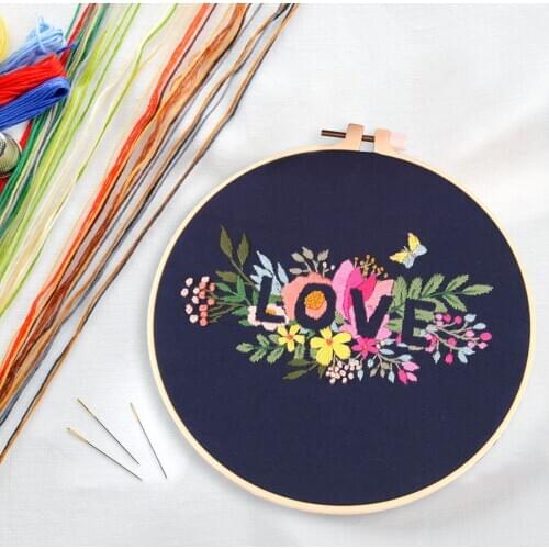 DIY Embroidery Art Set Handwork Needlework For Beginner Cross Stitch Kit Ribbon Painting Embroidery Hoop Home Decoration