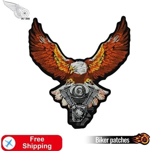 Freedom Eagle Motorcycle Embroidery Patch Large Back Size Iron on for Clothing Custom Design Biker Badges Cool Logo Accessories