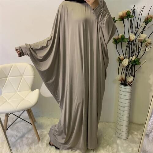 Oversized Milk Silky Muslim Fashion abaya dubai islamic Robes 11 colors Bat Sleeved Abayas F2692 prayer clothing dropship