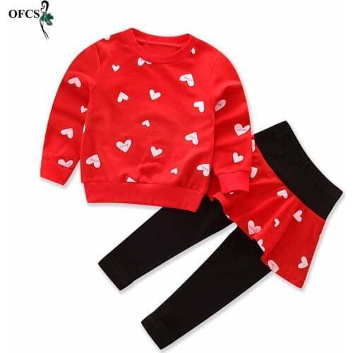 New Autumn Children Clothing Girl Cartoon Casual Sports T-shirt +Pants Skirt 2pcs/Set Infant Outfit Kids Clothes Suit Tracksuits