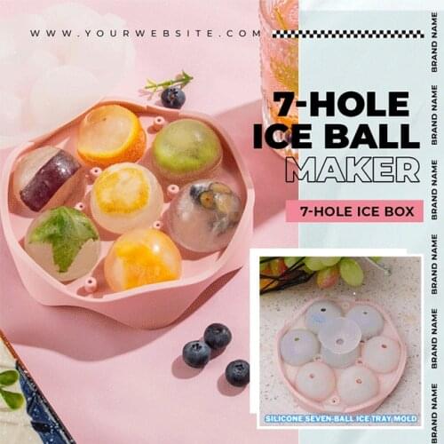 2021 New Large Size 7-Hole Ice Ball Maker Silicone Ice Cube Trays Whiskey Ice Ball Maker 7 Silicone Molds Maker For Party Bar