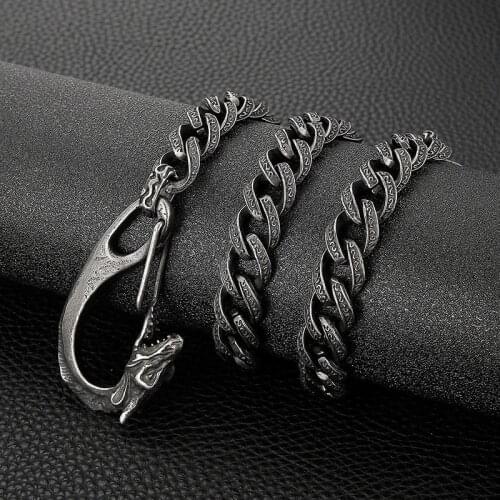 New style clothing accessories European and American retro distressed totem faucet buckle titanium steel mens trouser chain