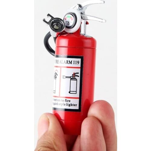 Novel and Unique Creative Fire Extinguisher Shape Lighter with LED Light Unusual Smoking Accessories Good Gift for Men Lighter
