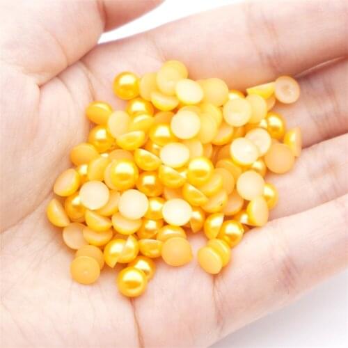2-12mm Gold Yellow Flat Bottom Semicircular Resin Diy Loose Beads For Decorative Accessories For Manicure Mobile Phone Case