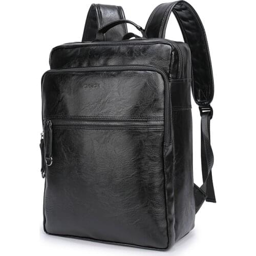 Men Casual Daypacks Male 2021Brand Waterproof 15.6 Inch Laptop Backpack Men Pu Leather Backpacks for Teenager