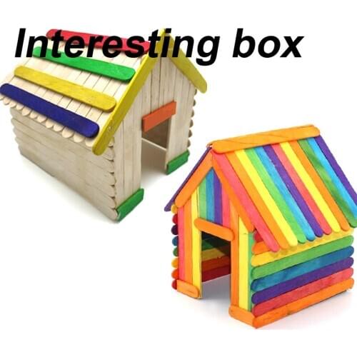 Seven color wooden house creative DIY house small production assembling material package set self-made building model toys