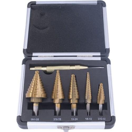 6Pcs/set Hexagon Handle Spiral Stepped Drill Pagoda Drill Bit Hole Multi-purpose Reamer Plate Iron Aluminum PlateDrilling Drill