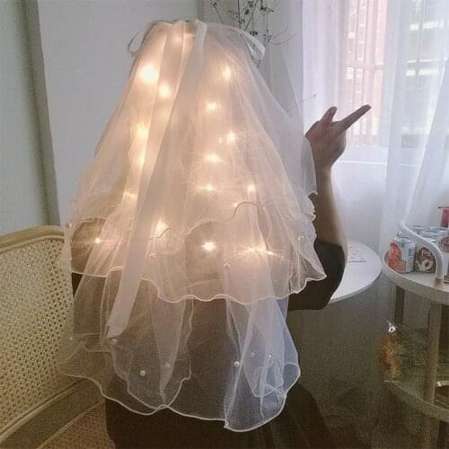 Wedding Bridal Veil with Hair Clip/Comb Short Tulle Veils Wedding Hair Accessories for Brides Lights Adornment 8 Styles