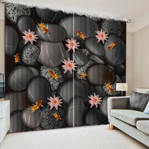 Blackout 3D Stone flower Curtains Polyester thickness 3D Window Curtains For Bedroom Kitchen Curtains Home Decor